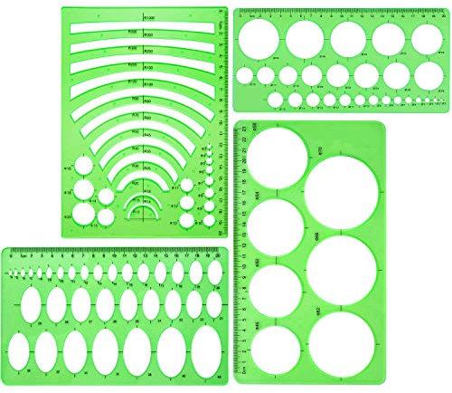 Anjing 4 Stück Schablonen Kunststoff Lineal Kreis Kreis Radius Zeichnen Vorlagen Clean Green