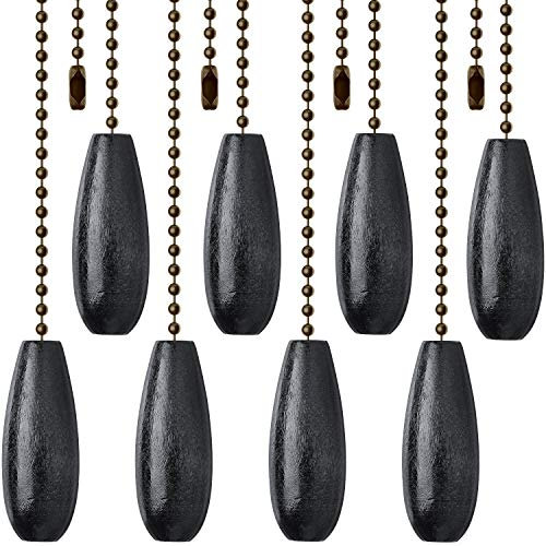 8 Pieces Ceiling Fan Pull Chains Extender Wooden Pendant Pull Chain Extension for Ceiling Light Lamp Fan(Black)