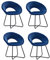 SAM 4er Set Esszimmerstuhl Lenny in Blau, Stoffbezug aus Samt, Schwarze Metallbeine, Design-Sessel, Polsterstuhl im skandinavischen Stil