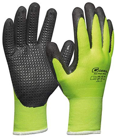 Gebol Multi Flex Winter | Winterarbeitshandschuhe mit Noppen | Atmungsaktive Thermohandschuhe mit wasserdichter Nitril-Mikroschaum Beschichtung | Für Herren | Größe L (Gr 9) | Neon-grün | 1 Paar