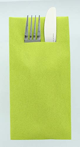 Airlaid Besteckservietten Uni | Serviettentasche | 40 x 40 cm | 1/8-Falz | Premium Einweg-Serviette | saugstark | Basic | 75 Stück (Kiwi)