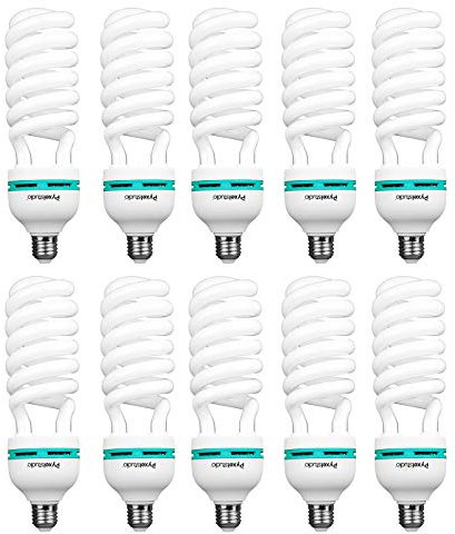 PYXEL STUDIO 10 x 50W = 135W 5500K 220V Fotolampe CFL Tageslichtlampe Spirallampe E27 Birne Daylight Weiß für Fotografie Fotostudio Studiobeleuchtung