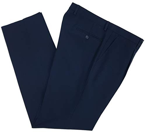 N+1 Pantalone Uomo Classico in Fresco Lana Elegante Vita Alta Gamba Larga 46 48 50 52 54 56 58 60 (58(108cm) - Blu)