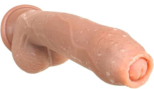 ZWBHSH Realistischer Dildo Buttplug mit Vorhaut 22cm Zwei Layer Silikon | Naturgetreue Eichel, Hoden und Äderung, Mit Saugnapf, Analplug, Für Paare, Prostata, Vaginal Masturbation