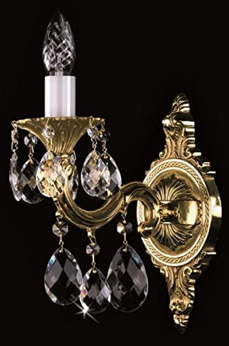 Casa Padrino Luxus Barock Kristall Wandleuchte Gold 12 x 20 x H. 32 cm - Prunkvolle Messing Wandlampe mit Böhmischem Kristallglas - Barock Wandleuchten