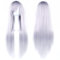 IMISSU 80 cm langes glattes Naturhaar Cosplay Perücken mit Pony Bunt Halloween Kostüm Party Perücke Haarverlängerungen (Silber Grau)
