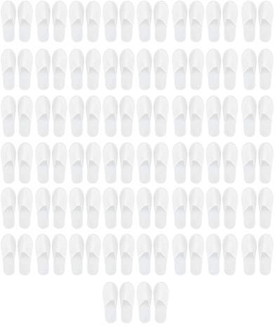 lyrlody 50 Paia di Pantofole da Hotel Portatili Antiscivolo, Pantofole USA e Getta Unisex, Dimensioni Universali, Ciabatte da Casa per Hotel, Spa,(30 * 20 * 10cm-Pannello in Pile Bianco da 3 mm)