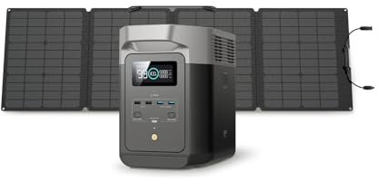 EcoFlow DELTA 2 Estación de energía portátil con panel solar de 110 W, planta de energía para balcón con almacenamiento, sistema solar de balcón y carga rápida como generador solar para la