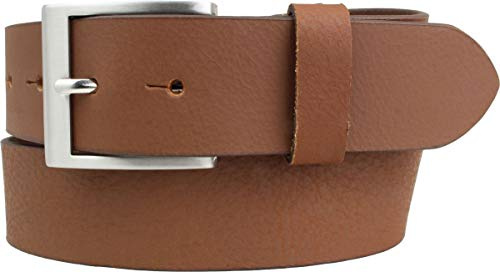 BELTINGER Gürtel mit Edelstahl-Gürtelschnalle aus Vollbüffelleder 4 cm | Jeans-Gürtel für Damen Herren 40mm | Leder-Gürtel aus Büffelleder 4cm | Mittelbraun 80cm