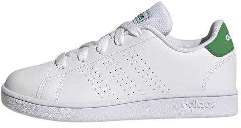 adidas Advantage Lifestyle Court Lace Shoes Tennis, Cloud White/Green/Core Black, 2.5 UK