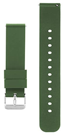 cobee Bracelets de montre en silicone, Sangles de rechange en caoutchouc souple imperméables à dégagement rapide avec boucle en acier inoxydable plaqué argent(22mm-vert armée) (18mm-Armée verte)