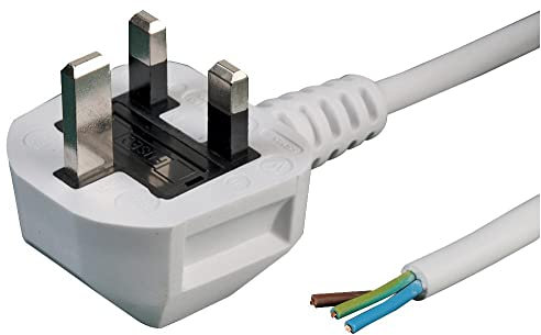 PRO ELEC PEL01287 13A UK Plug to Bare Ends Mains Lead, 1.0mm, White, 1m