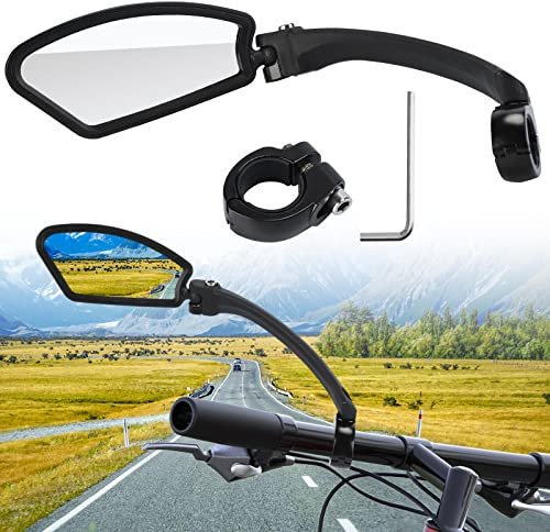 Fahrradspiegel für Lenker E-Bike, Fahrrad Edelstahl Spiegel Links, HD Fahrradspiegel Ruckspiegel Verstellbar 360° für Mountainbike, Motorrad, E-Bike (für links)