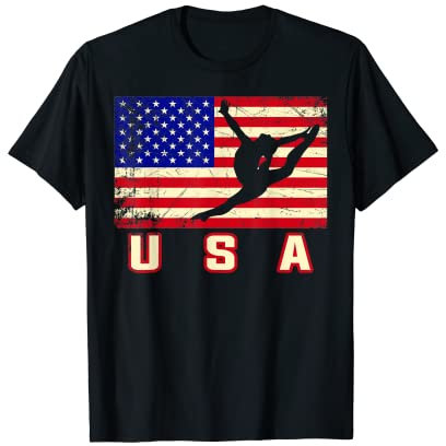Bandiera Americana Ginnastica | Carino USA Tumblers Regalo Maglietta