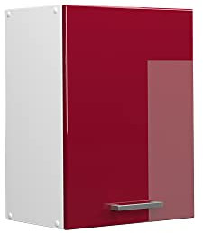 Vicco Hängeschrank R-Line, hängender Küchenschrank, Bordeaux Hochglanz/Weiß, 45 cm
