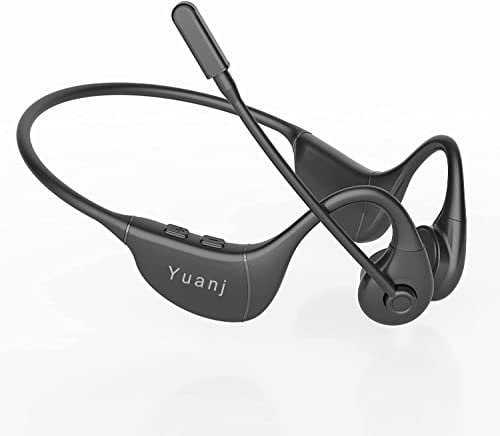 YUANJ Kabellose Knochenschall Kopfhörer Bluetooth 5.3, Wasserdicht Headset mit Mikrofon, Kopfhörer mit Mikrofon für Büro, Meeting, Truck-Fahrer