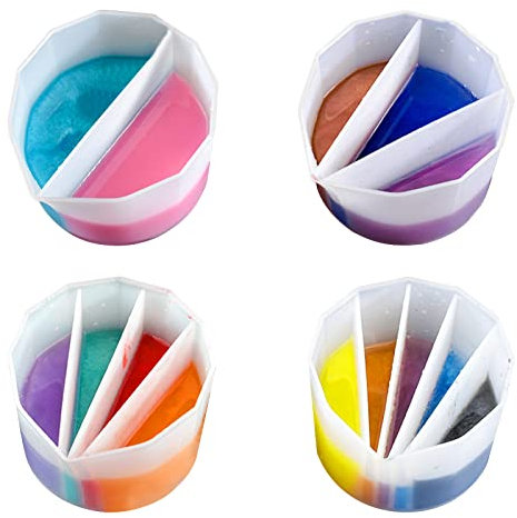 Houdao 4 Stück Silikon Pouring Zubehör Geteilter Becher Pouring 2/3/4/5-Kanal Farbe Gießen Split Cup Acryl Pour Cup zum Ausgießen von Acrylfarbe Fluid Art Resin