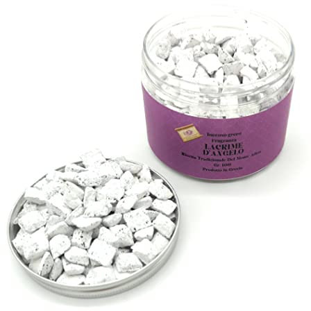 Encens aux Grains parfumés, Parfum d'encens Grec à Gros Grains 100 g, encens Naturel Accessible avec des charbons pour encens, Recette Originale du Mont Athos (Larmes d'ange)