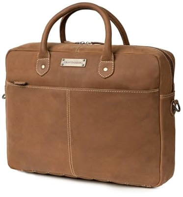 DRAKENSBERG Leder Aktentasche 'Hugo' für Herren - echte Handarbeit - Elegante Laptoptasche für Arbeit und Reise, 10L - Havanna-Braun, DR00301
