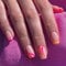 French False Nails Short, 24Pcs Square Fake Nails Pink Orange Swirl Press on Nails with Rainbow Designs, Full Cover Artificial Nail Tips Stick on Nails for Women and Girls