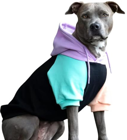 Spark Paws Hunde-Kapuzenpullover, Premium-Qualität, samtweich, überlegener Komfort und Passform, beruhigendes Fleece-Innenfutter, geeignet für alle Rassen, mehrfarbig Cyber Punk, Größe 3XL