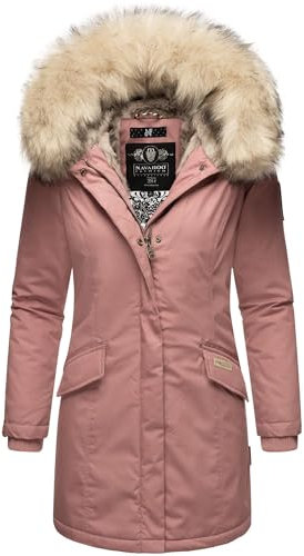 Navahoo Damen Winter Jacke Parka Mantel Winterjacke warm Kunstfell Premium B669 [B669-Christa-Dark-Rose-Gr.S]