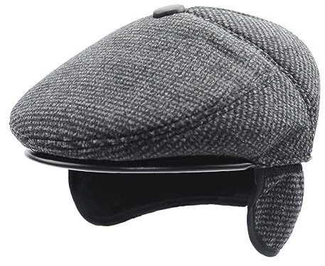 Herren Winter Schirmmütze Schiebermütze mit Ohrenklappen Wollmischung Warm Newsboy Ivy Hut Derby Tweed Irish Mützen Gatsby Baskenmütze Fahrermütze Flatcap Herren Barett Cap Männer Jagd Golf Winterhut