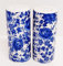 Delft Blue Salt & Pepper Set Round Porcelain Blue Flowers Floral Pots Hand Decorated UK
