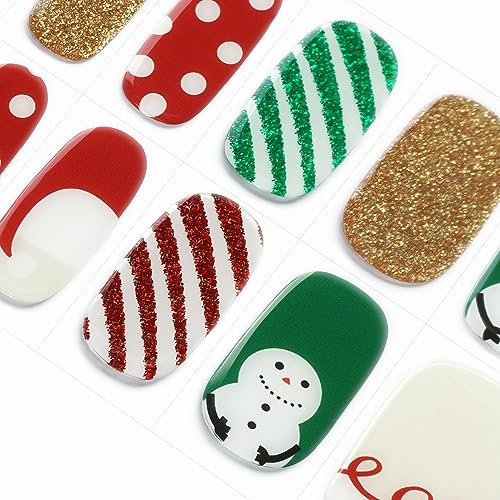 DANNI & TONI 28 Stickers Semi Cured Nail Wraps Soft Self-Adhesive Gel Nail Stickers(Glittering Holiday),Salon-Quality Gel Nail Polish Strips Manicure Stickers Set