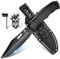 Purple Dragon Schwarzes Outdoor Messer mit Kydex Scheide, Full Tang Outdoor Messer Feststehend aus einem Stück D2 Stahl, Survival Messer für Bushcraft Camping, Geschenke für Männer