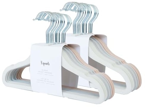 3 Sprouts - Perchas de Terciopelo para Bebés - Perchas Infantiles Antideslizantes para Ropa de Bebé y Niños, Paquete de 30 (Surtido)