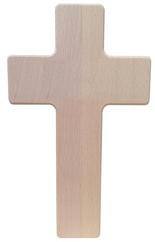 Kaltner Präsente Geschenkidee - Echtholz Wandkreuz Kruzifix klassisch Holz Kreuz Buche unbehandelt natur auch zum Bemalen Kinderkreuz (Höhe 20 cm)