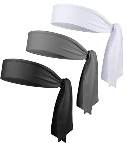 Mabor 3 Stück Elastische Stirnband Herren Verstellbar Haarband Damen Sport Schweißband Stirn für Fitness Yoga Laufen Tennis Erhältlich (Weiß Grau Schwarz)