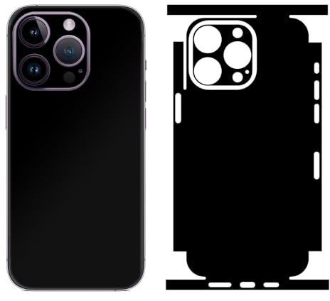 SUKIDIOVQ 2 Pack iPhone 15 Pro Max Skin Wrap, Ultra Thin Vinyl Sticker, Back Side Borders Camera Frame Protector, Black