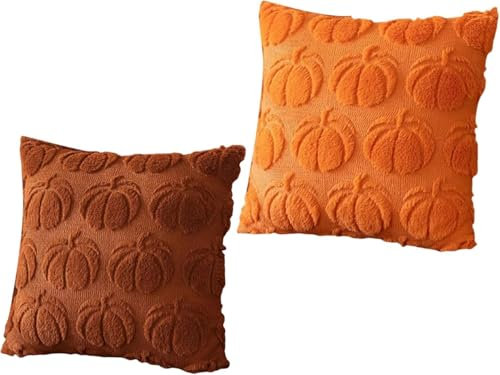 Shaohan Kissenbezug 45x45 Herbstdeko Halloween Deko,Kissenbezug Kürbis Herbstmotiv,Herbst Kissenbezüge Kissenhülle Herbstliche, Kissenbezüge Kürbis Deko Wohnzimmer,Herbstdeko Pumpkin Kissen (H)