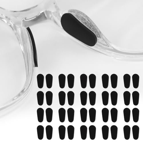 DARENYI 20 Pairs Silicone Glasses Nose Pads Black Nose Pads for Glasses Silicone Eyeglass Nose Pads Non-Slip Self Adhesive Nose Pads Spectacle Nose Pads for Eyeglasses and Sunglasses