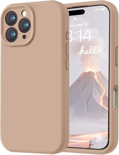 LOVE 3000 Designed for iPhone 16 Pro Case, Premium Silicone with [Soft Anti-Scratch Microfiber Lining] Shockproof Protective Phone Case for Lanyard 6.3, Light Brown