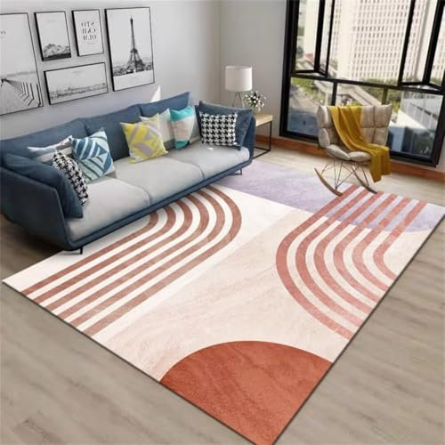 ROSURUG Teppiche Modern Designer Für Wohnzimmer Tisch Deko Wohnzimmer Teppich Kurve Muster Heimdekoration Zubehör, das für viele Jahre verwendet Werden kann Rugs for Living Room(Lila 120X180cm)