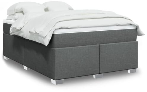 LAPOOH Boxspringbett mit Matratze Dunkelgrau 160x200 cm Stoff, Bett, Bettgestell, Jugendbett, Schlafzimmer Bett, Bed Frame - 3285145