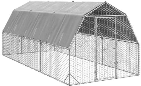 vidaXL Hühnerauslauf mit Dach 2,5x6x2,25 m Stahl verzinkt