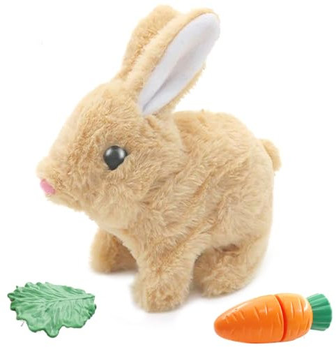 TaimeiMao Peluche Lapin de Pâques, Douillet Lapin de Pâques avec Sons et Mouvements, Peluche Lapin, Jouet Electronique Interactif pour Filles 3 à 8 Ans