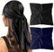 Silk Scarf for Women-Spring Fall 35'' Square Satin Scarf for Hair Black Navy Bandanas Satin Neck Scarfs for Wrapping at Night(2 Pack-Black+Navy)