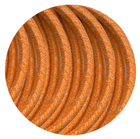LEDSone 5 Meters Orange Multi Tweed Vintage Colour Braided Flexible Cable, 3 Core Round Fabric Electrical Cable Wire for Multiple uses in Lamps, Old Antique Lamp, Pendants Lights, Other Appliances