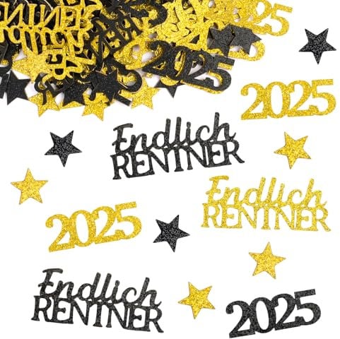 Ca. 120 Stück Endlich RENTNER Deko Konfetti, Ruhestand Tischdeko Partyzubehör Kinder Streudeko zum Beginn der Rente Geschenk für Männer Frauen Abschiedsfeier Pensionierung Party Dekoration