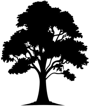 Silhouette d'un grand arbre noir Stickers sculptés 51x61.2cm Auto-adhésif Noir