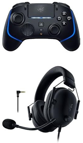 Razer Wolverine V2 Pro + BlackShark V2 X (PlayStation) - (HyperSpeed Wireless, botones de acción mecatáctiles, D-Pad de microinterruptor de 8 direcciones, HyperTrigger) Negro
