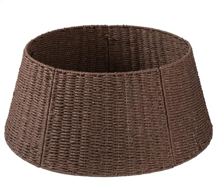 OIAHOMY Weihnachtsbaumkragen, Papierseil, 5-teilig, Rattan-Baumrock, 61 cm, rustikaler Baumrock für künstliche Bäume, Braun
