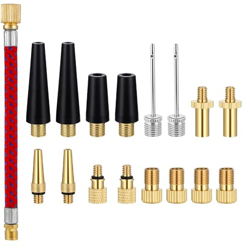 Elegaperma 17 Stück Fahrradventil Adapter Set, Ventiladapter Dahrrad, Ventil Adapter mit Sortierbox, Luftpumpe Aufsätze für Luftpumpe, Kompressor, Fahrradpumpe