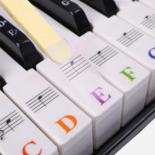 2 Stück Aufkleber Kinder Sticker Klavier Keyboard Klavier Zubehör | für 88 76 61 54 49 37 Noten Aufkleber Tasten Elektronische Tastatur Schwarze Weiße Tasten Lernen Kinder Erwachsene
