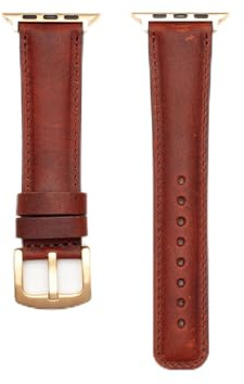 WACHIKOPA Handgefertigtes Echtes Leder Uhrenarmband für 38-41 mm Smartwatch, Patina-Effekt, Einfach zu Pflegen, Stilvoll und Langlebig (Brick)